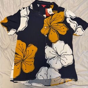 Guess Floral Short Sleeve Button-Up Shirt